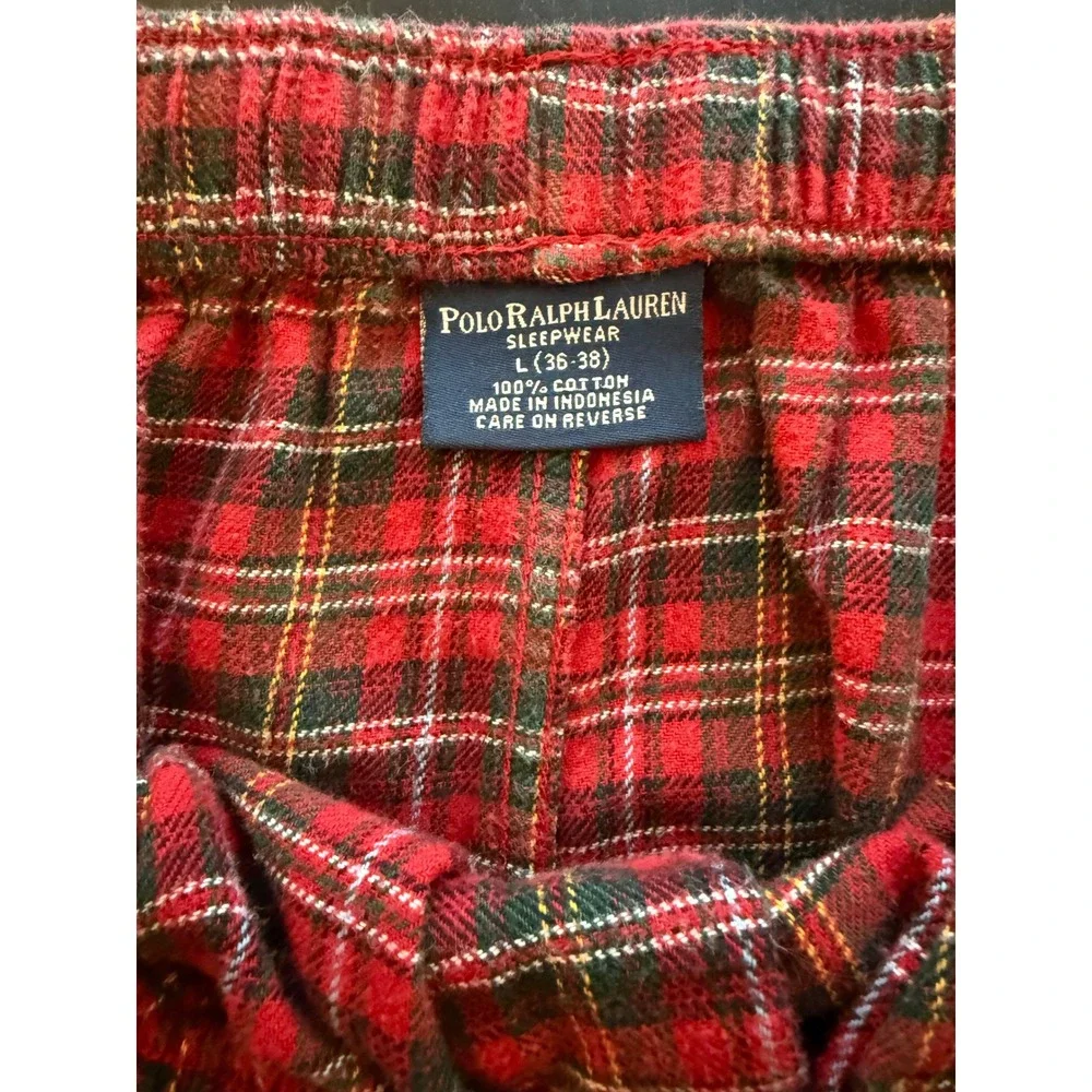 Ralph Lauren Polo Sleepwear Pajama Pants Mens L (36-38) Red Plaid Loungewear PJs